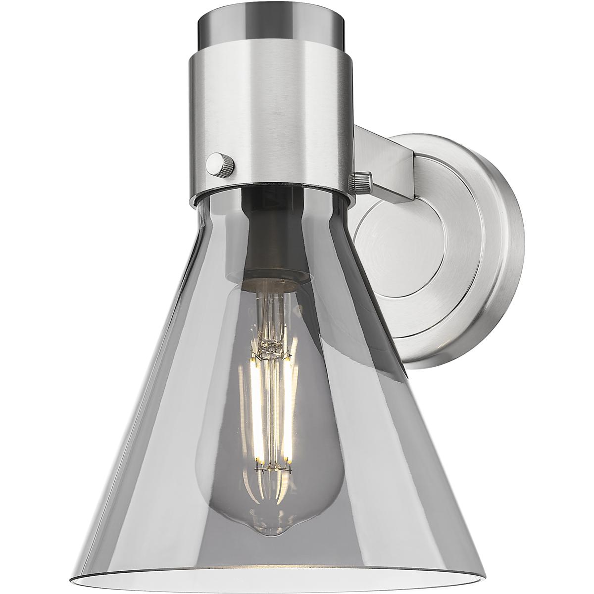 Innovations Lighting 464-1W-SN-G464C-7SM Lawton Cone Sconce Wall Light in Satin Nickel, Light Smoke Glass
