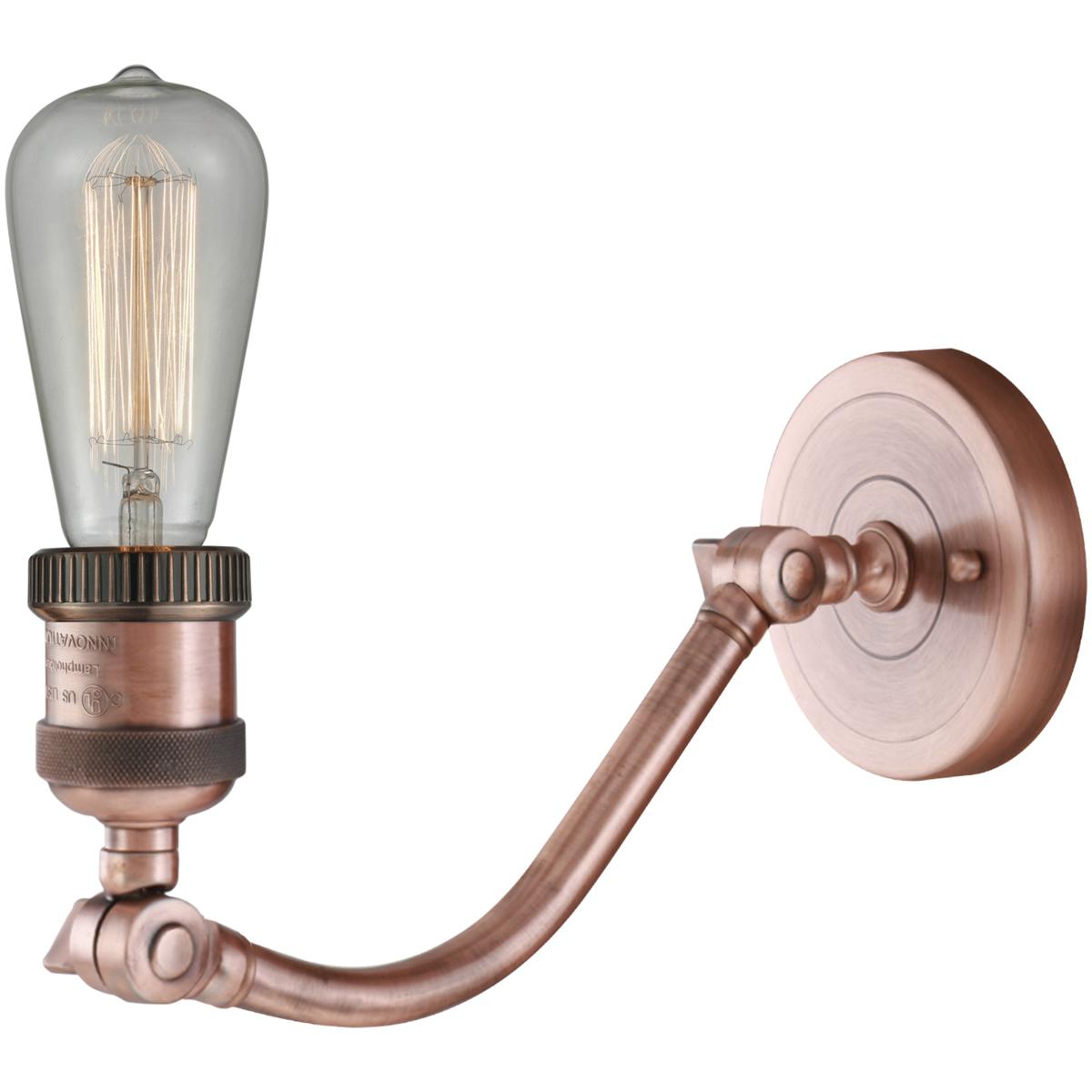 Innovations Lighting 515-1W-AC-G73 Franklin Restoration Large Bell 1 Light 8 inch Antique Copper Sconce Wall Light in Light Smoke Glass, Franklin Rest