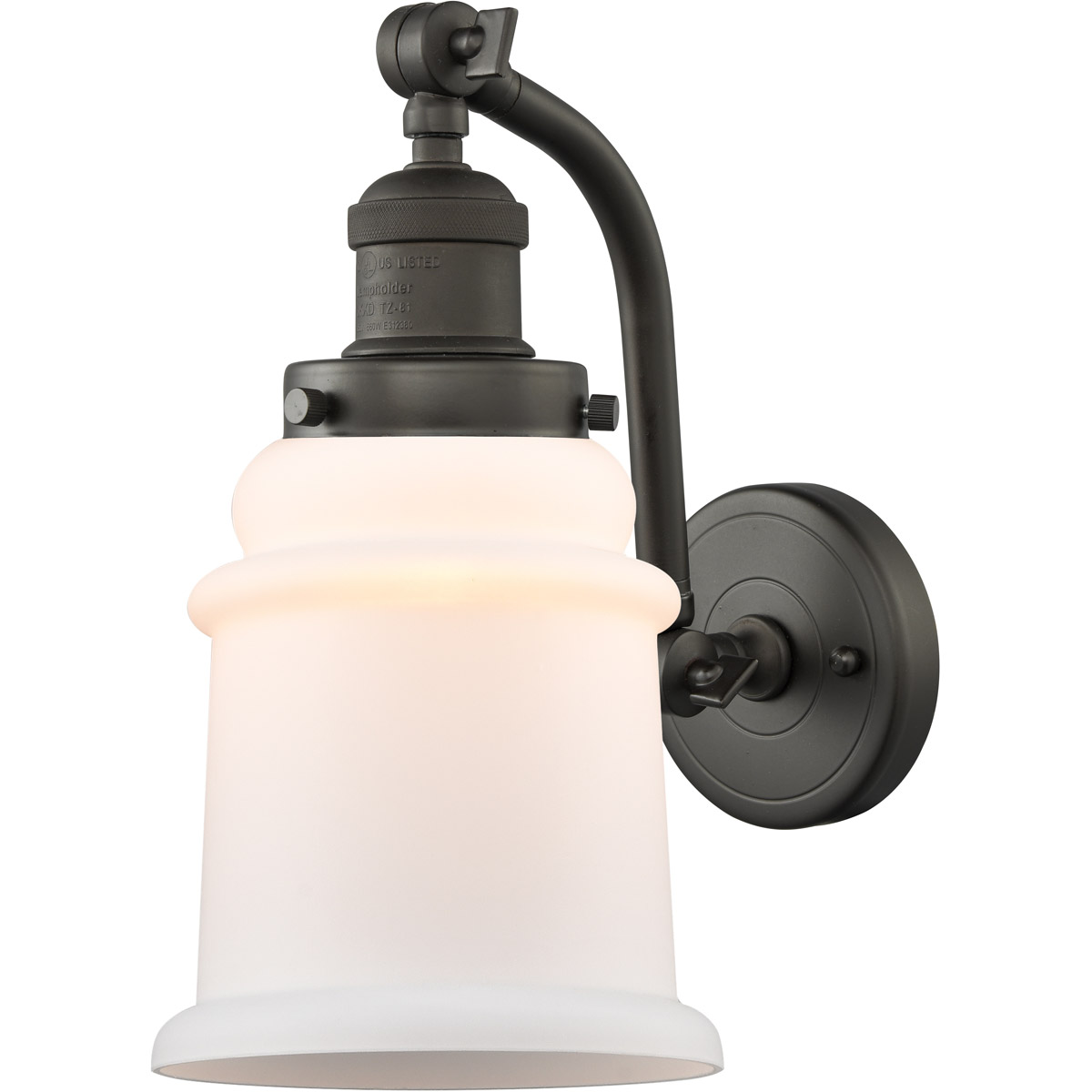 Innovations Lighting 515-1W-OB-G181-LED Franklin Restoration Canton LED 7 inch Oil Rubbed Bronze Sconce Wall Light in Matte White Glass, Franklin Rest