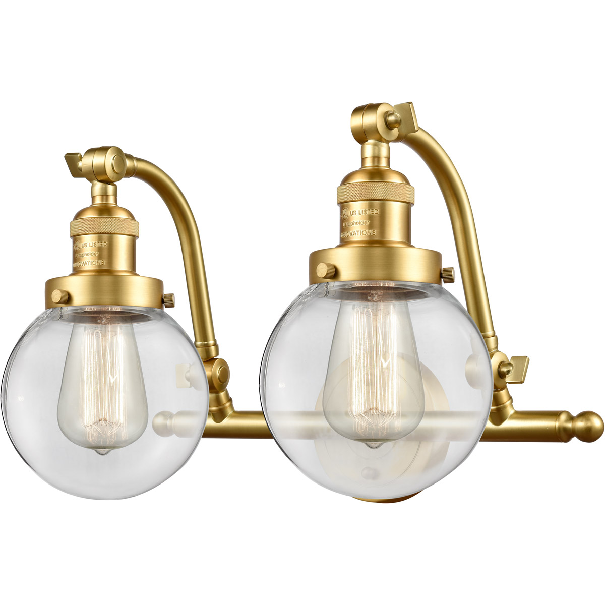 Innovations Lighting 515-2W-SG-G202-6 Franklin Restoration Beacon 2 Light 16 inch Satin Gold Bath Vanity Light Wall Light in Clear Glass, Franklin Res