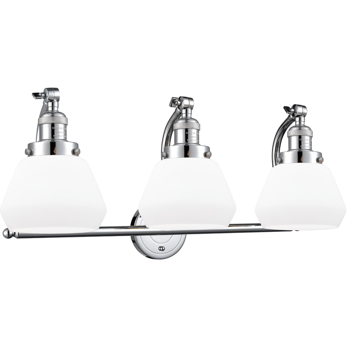 Innovations Lighting 515-3W-PC-G171 Franklin Restoration Fulton 3 Light 28 inch Polished Chrome Bath Vanity Light Wall Light in Matte White Glass, Fra