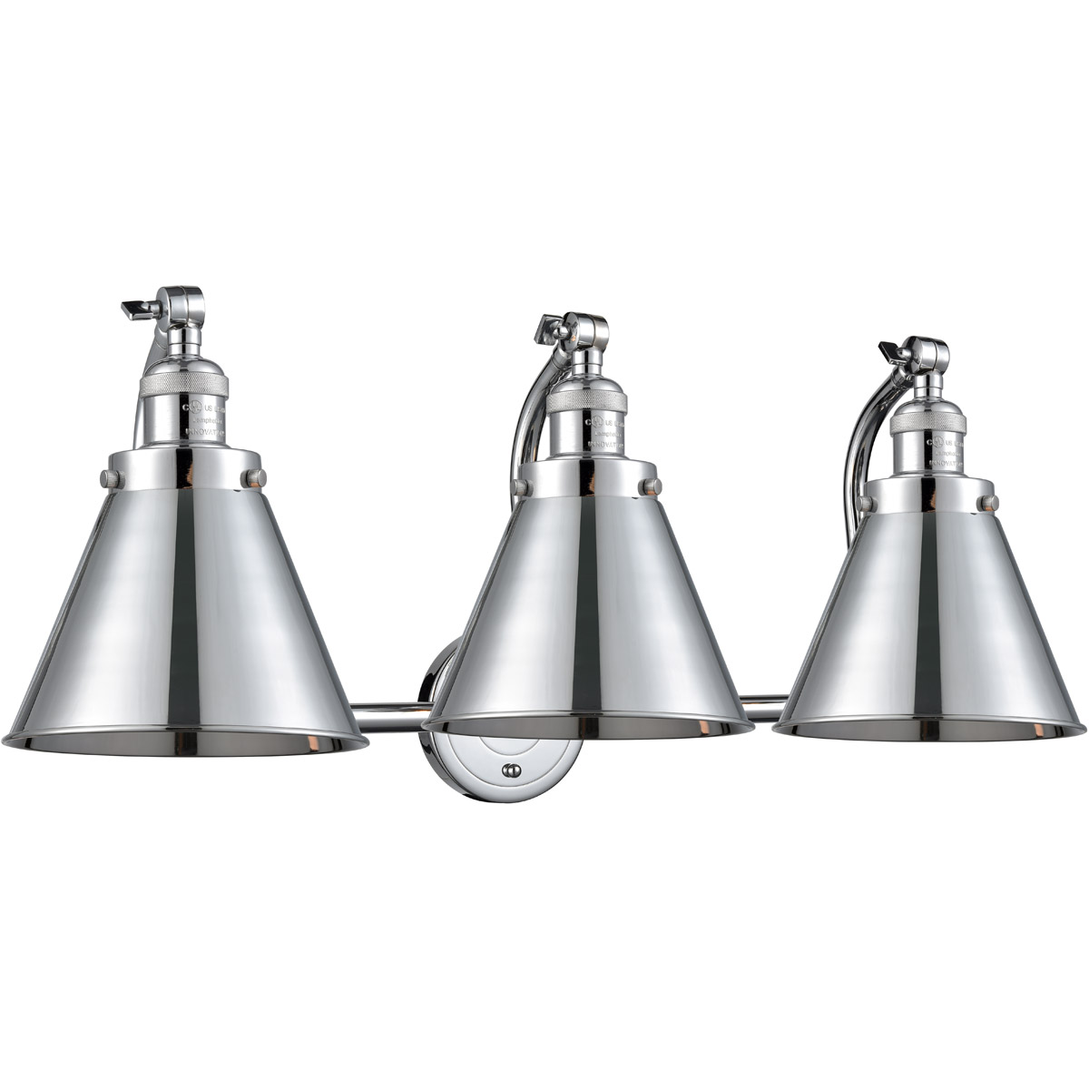 Innovations Lighting 515-3W-PC-M13-PC-LED Franklin Restoration Appalachian LED 28 inch Polished Chrome Bath Vanity Light Wall Light, Franklin Restorat