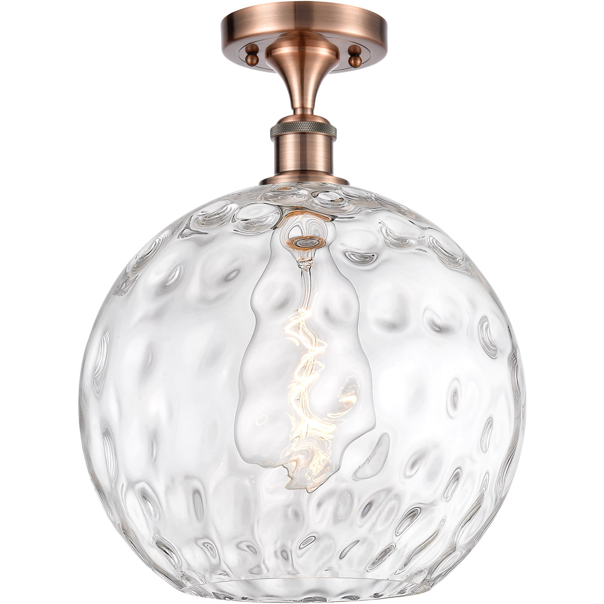 Innovations Lighting 516-1C-AC-G1215-12 Ballston Athens Water Glass 1 Light 12 inch Antique Copper Semi-Flush Mount Ceiling Light