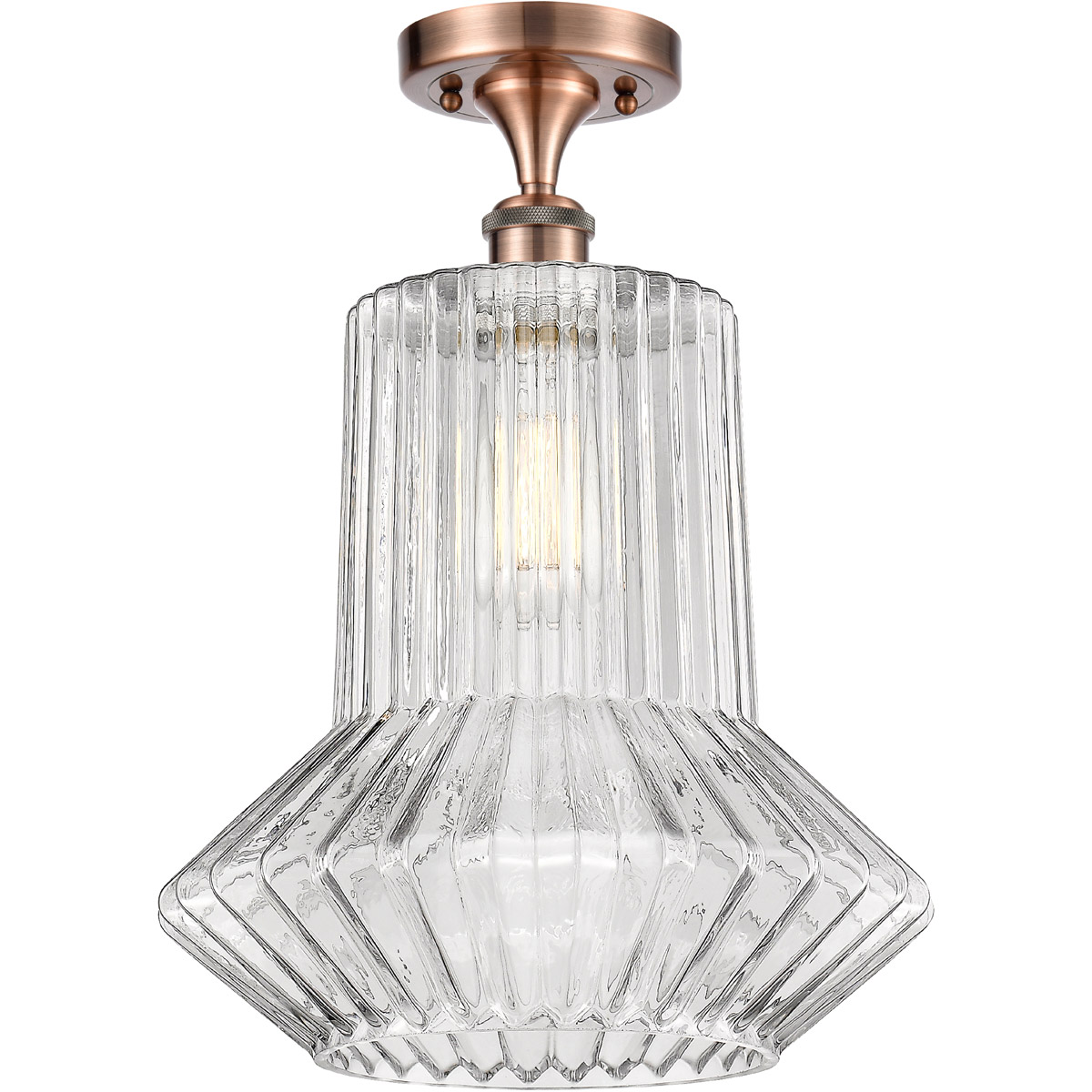 Innovations Lighting 516-1C-AC-G212 Ballston Springwater 1 Light 12 inch Antique Copper Semi-Flush Mount Ceiling Light, Ballston