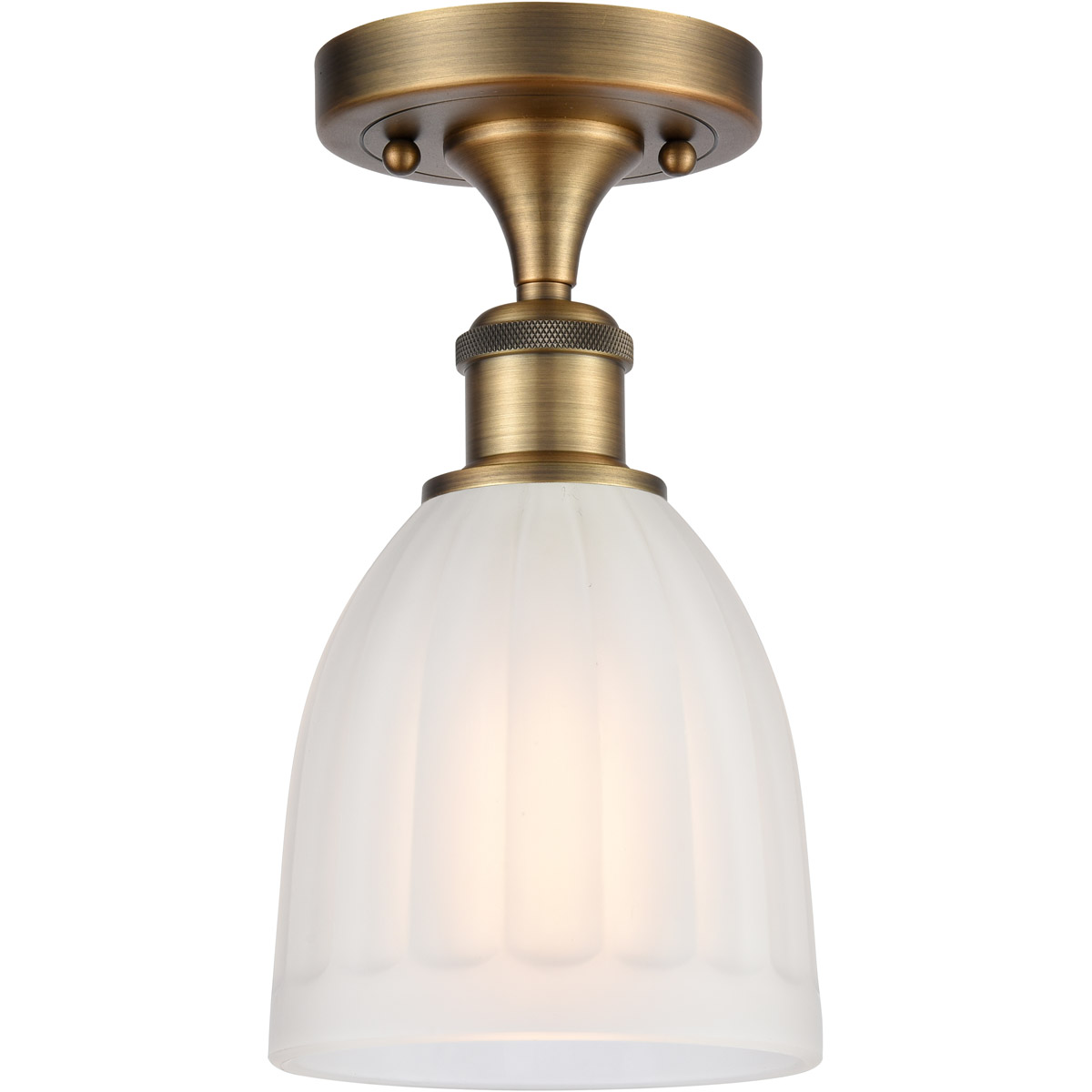 Innovations Lighting 516-1C-BB-G441 Ballston Brookfield 1 Light 6 inch Brushed Brass Semi-Flush Mount Ceiling Light in White Glass, Ballston