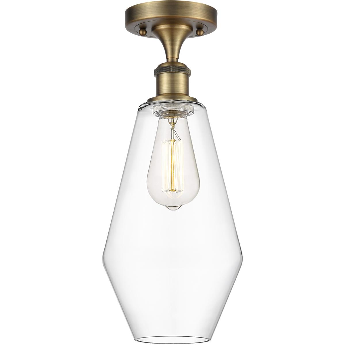 Innovations Lighting 516-1C-BB-G652-7-LED Ballston Cindyrella LED 7 inch Brushed Brass Semi-Flush Mount Ceiling Light in Clear Glass
