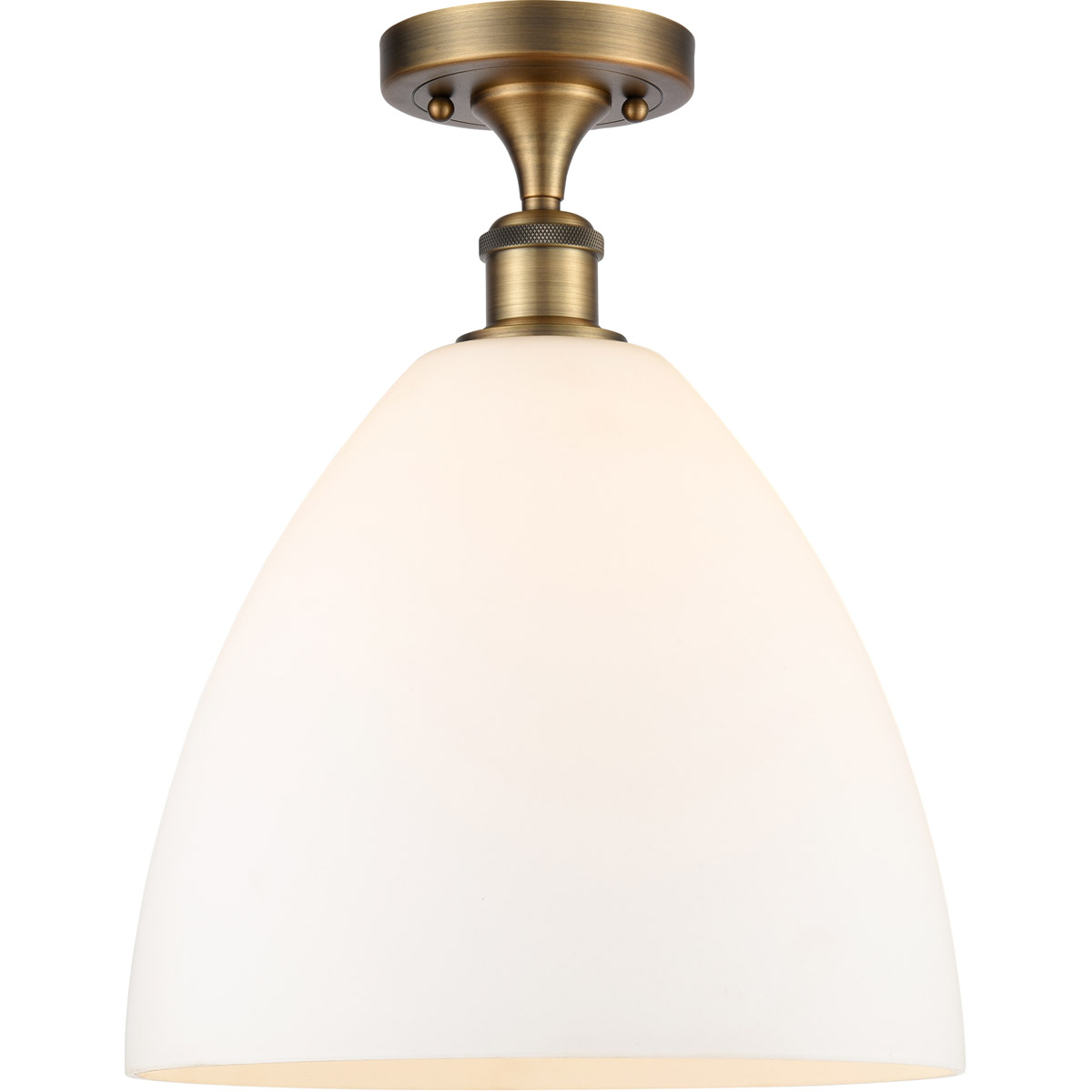 Innovations Lighting 516-1C-BB-GBD-121-LED Ballston Dome LED 12 inch Brushed Brass Semi-Flush Mount Ceiling Light in Matte White Glass
