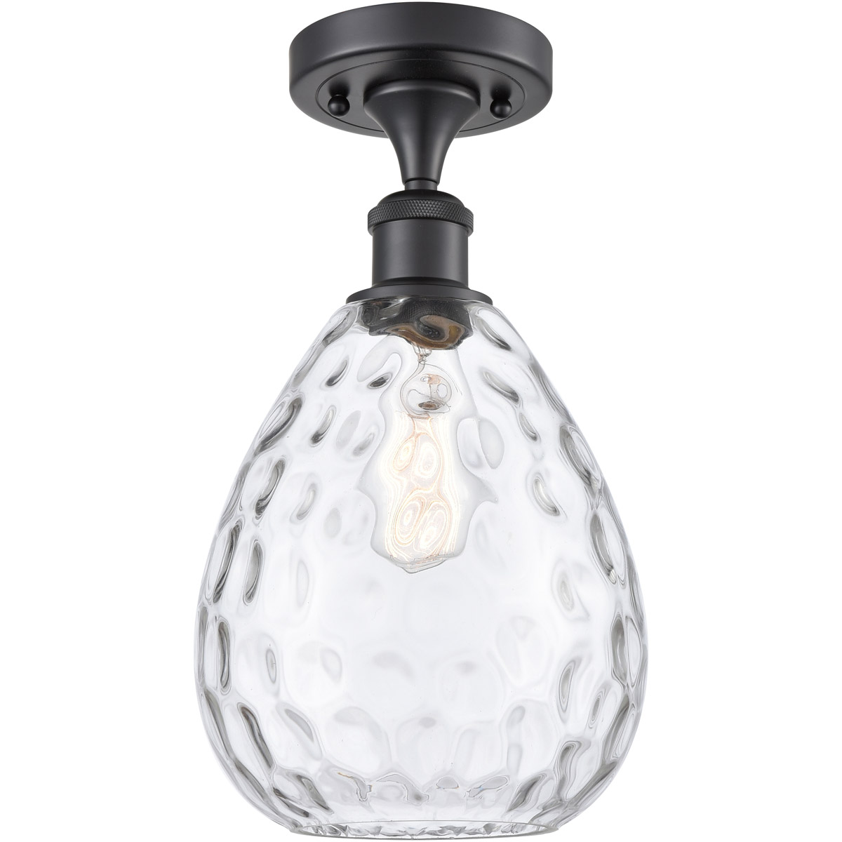 Innovations Lighting 516-1C-BK-G372 Ballston Large Waverly 1 Light 8 inch Matte Black Semi-Flush Mount Ceiling Light, Ballston