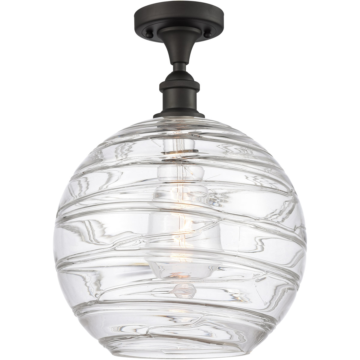 Innovations Lighting 516-1C-OB-G1213-10 Ballston Large Deco Swirl 1 Light 10 inch Oil Rubbed Bronze Semi-Flush Mount Ceiling Light, Ballston