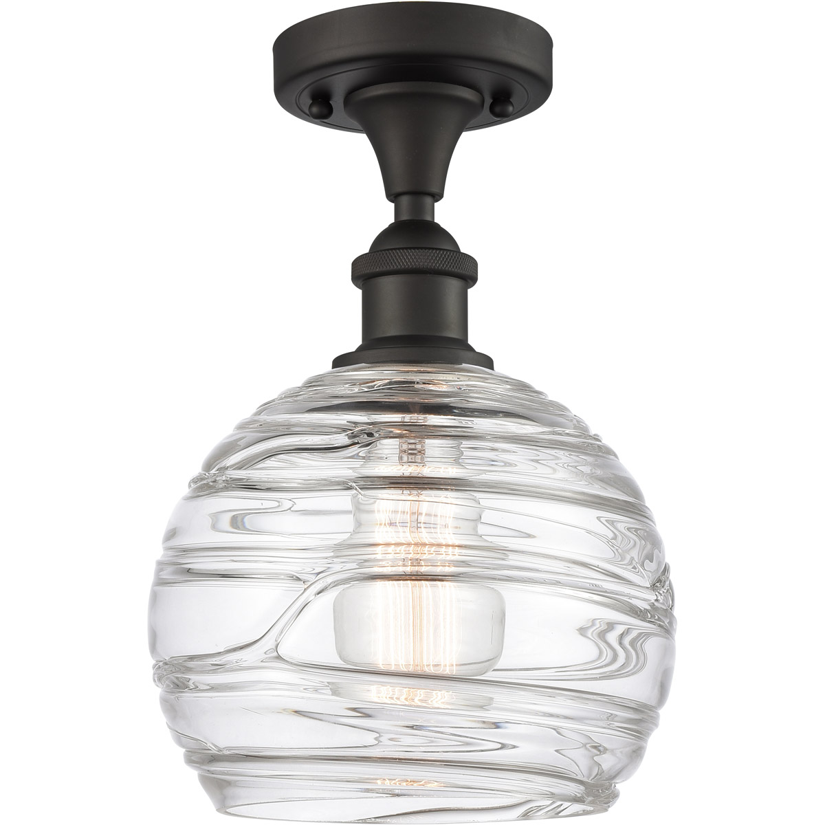 Innovations Lighting 516-1C-OB-G1213-8 Ballston Deco Swirl 1 Light 8 inch Oil Rubbed Bronze Semi-Flush Mount Ceiling Light, Ballston