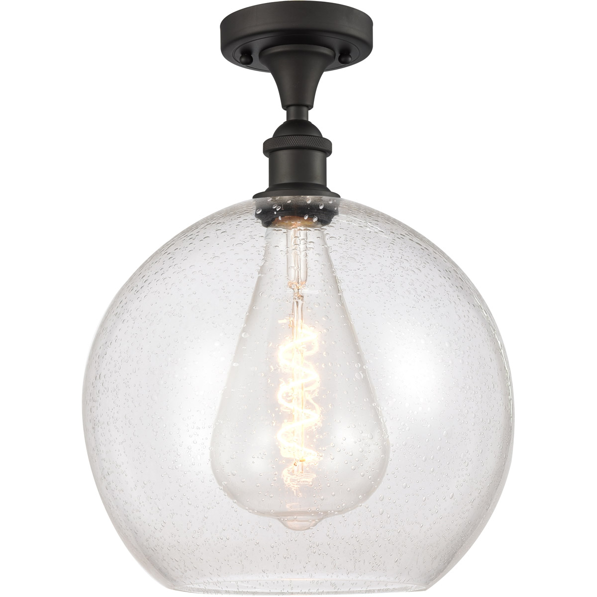 Innovations Lighting 516-1C-OB-G124-12 Ballston Athens 1 Light 12 inch Oil Rubbed Bronze Semi-Flush Mount Ceiling Light in Seedy Glass