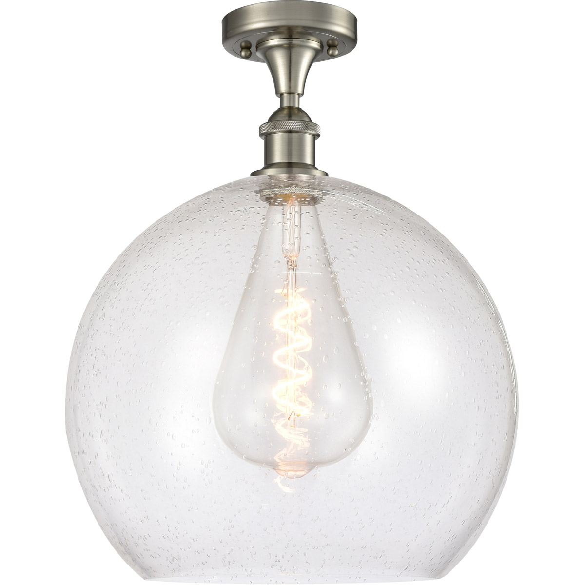Innovations Lighting 516-1C-SN-G124-14-LED Ballston Athens LED 13.75 inch Brushed Satin Nickel Semi-Flush Mount Ceiling Light in Seedy Glass