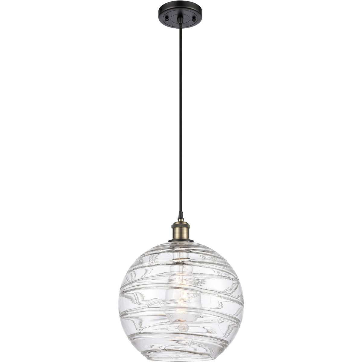 Innovations Lighting 516-1P-BAB-G1213-12 Ballston X-Large Deco Swirl 1 Light 12 inch Black Antique Brass Mini Pendant Ceiling Light, Ballston