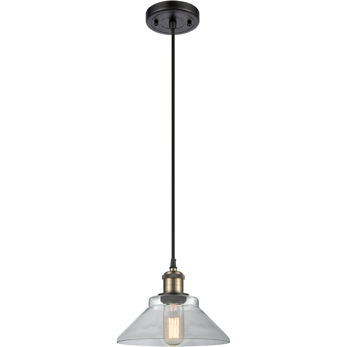 Innovations Lighting 516-1P-BAB-G132-LED Ballston Orwell LED 8 inch Black Antique Brass Mini Pendant Ceiling Light in Clear Glass, Ballston