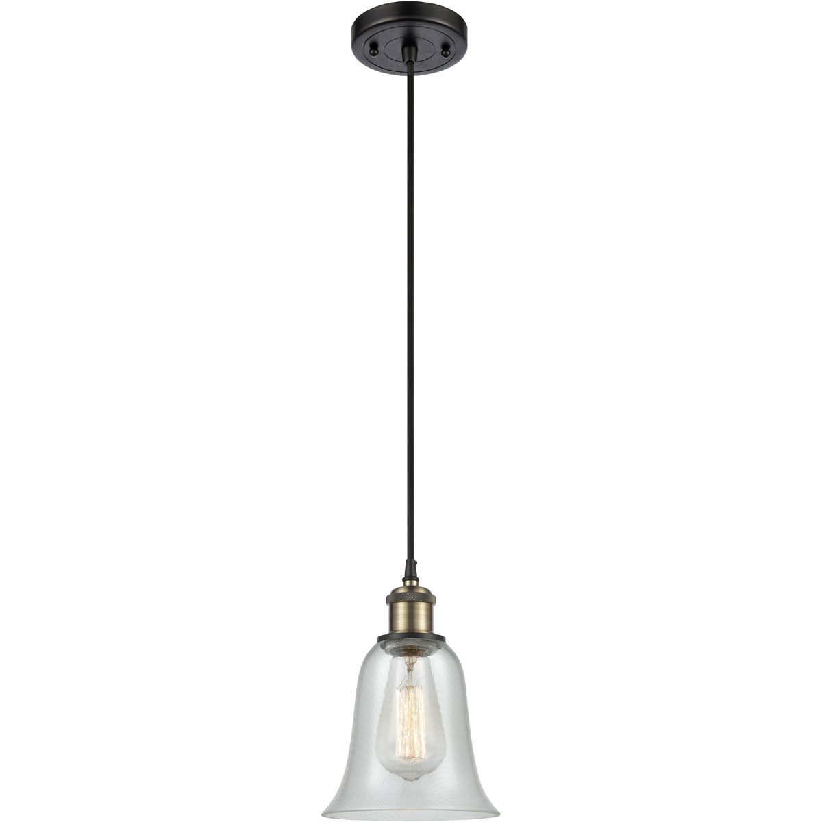 Innovations Lighting 516-1P-BAB-G2812 Ballston Hanover 1 Light 6.25 inch Black Antique Brass Mini Pendant Ceiling Light in Fishnet Glass, Black Textur
