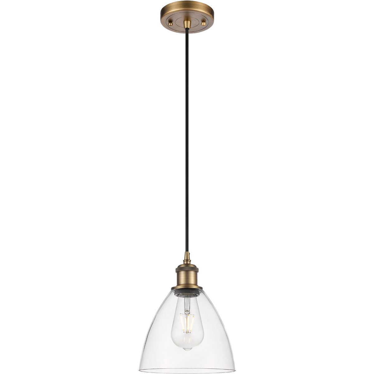Innovations Lighting 516-1P-BB-GBD-752 Ballston Dome 1 Light 8 inch Brushed Brass Mini Pendant Ceiling Light in Clear Glass