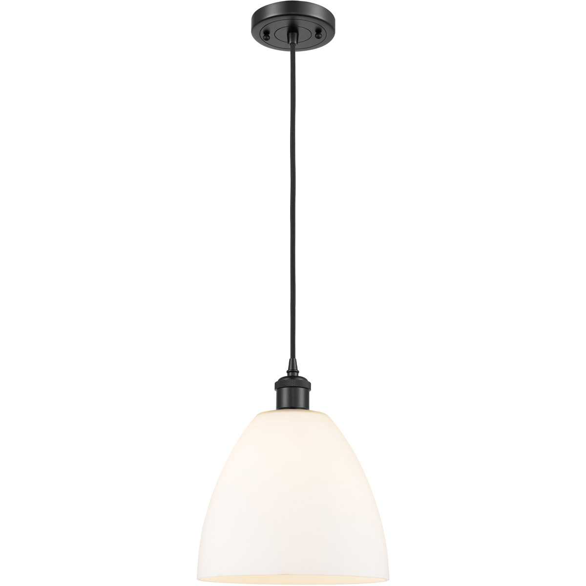 Innovations Lighting 516-1P-BK-GBD-91 Ballston Dome 1 Light 9 inch Matte Black Mini Pendant Ceiling Light in Matte White Glass
