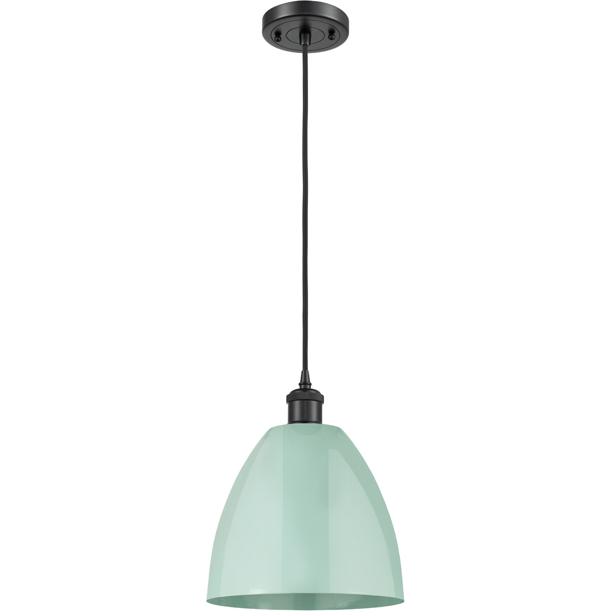 Innovations Lighting 516-1P-BK-MBD-9-SF Ballston Plymouth Dome 1 Light 9 inch Matte Black Mini Pendant Ceiling Light in Matte Seafoam