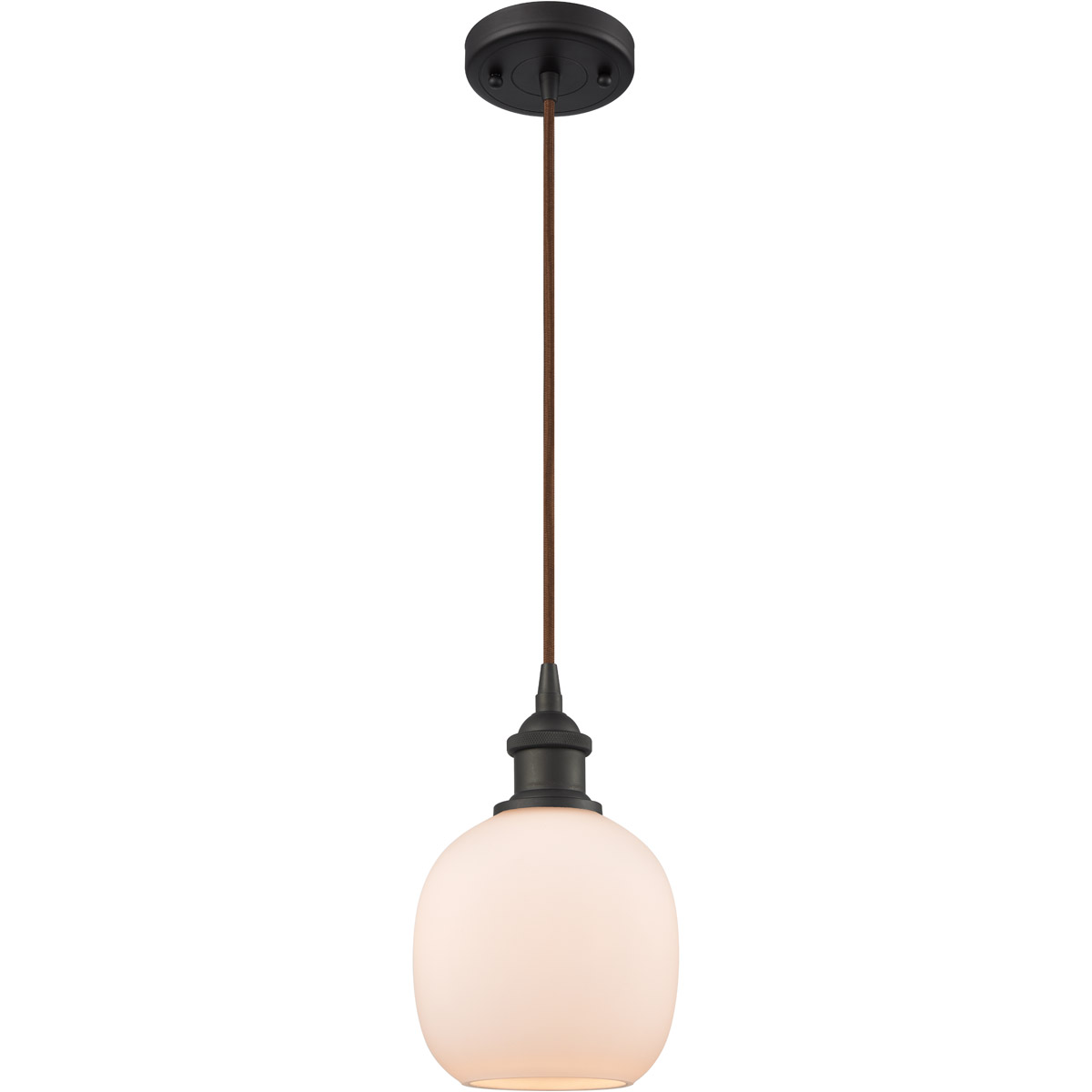 Innovations Lighting 516-1P-OB-G101 Ballston Belfast 1 Light 6 inch Oil Rubbed Bronze Mini Pendant Ceiling Light in Matte White Glass, Ballston