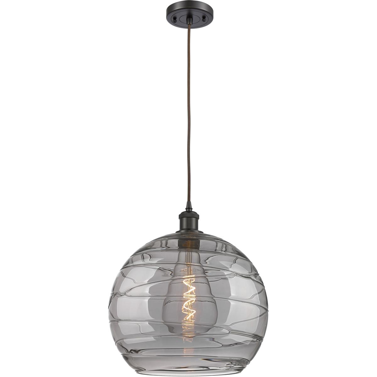 Innovations Lighting 516-1P-OB-G1213-14SM Ballston Athens Deco Swirl 1 Light 13.75 inch Oil Rubbed Bronze Cord Hung Pendant Ceiling Light