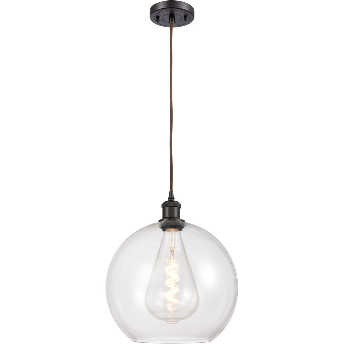 Innovations Lighting 516-1P-OB-G122-12-LED Ballston Athens LED 11.75 inch Oil Rubbed Bronze Mini Pendant Ceiling Light in Clear Glass, Black Textured