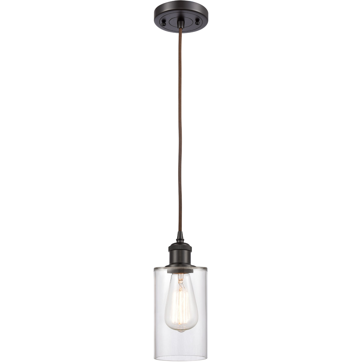 Innovations Lighting 516-1P-OB-G802-LED Ballston Clymer LED 3.88 inch Oil Rubbed Bronze Mini Pendant Ceiling Light in Clear Glass, Black Textured, Bal
