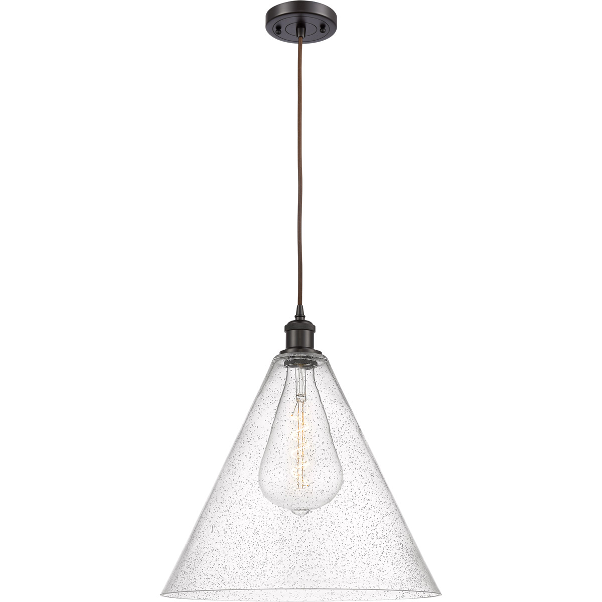 Innovations Lighting 516-1P-OB-GBC-164 Ballston Cone 1 Light 16 inch Oil Rubbed Bronze Pendant Ceiling Light in Seedy Glass