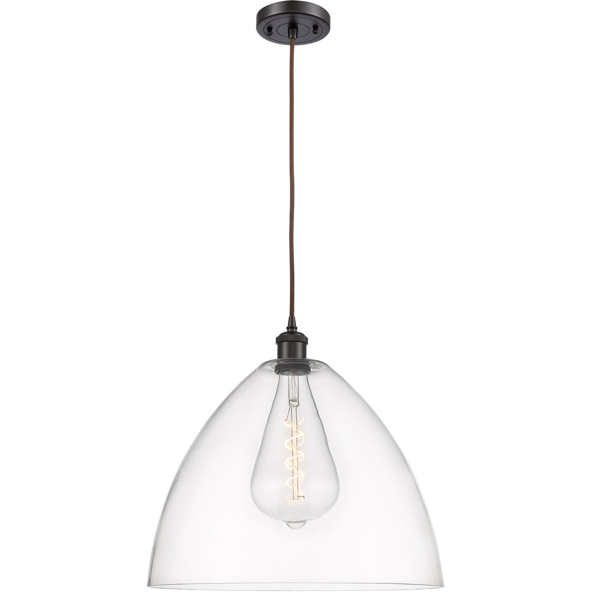 Innovations Lighting 516-1P-OB-GBD-162 Ballston Dome 1 Light 16 inch Oil Rubbed Bronze Pendant Ceiling Light in Clear Glass