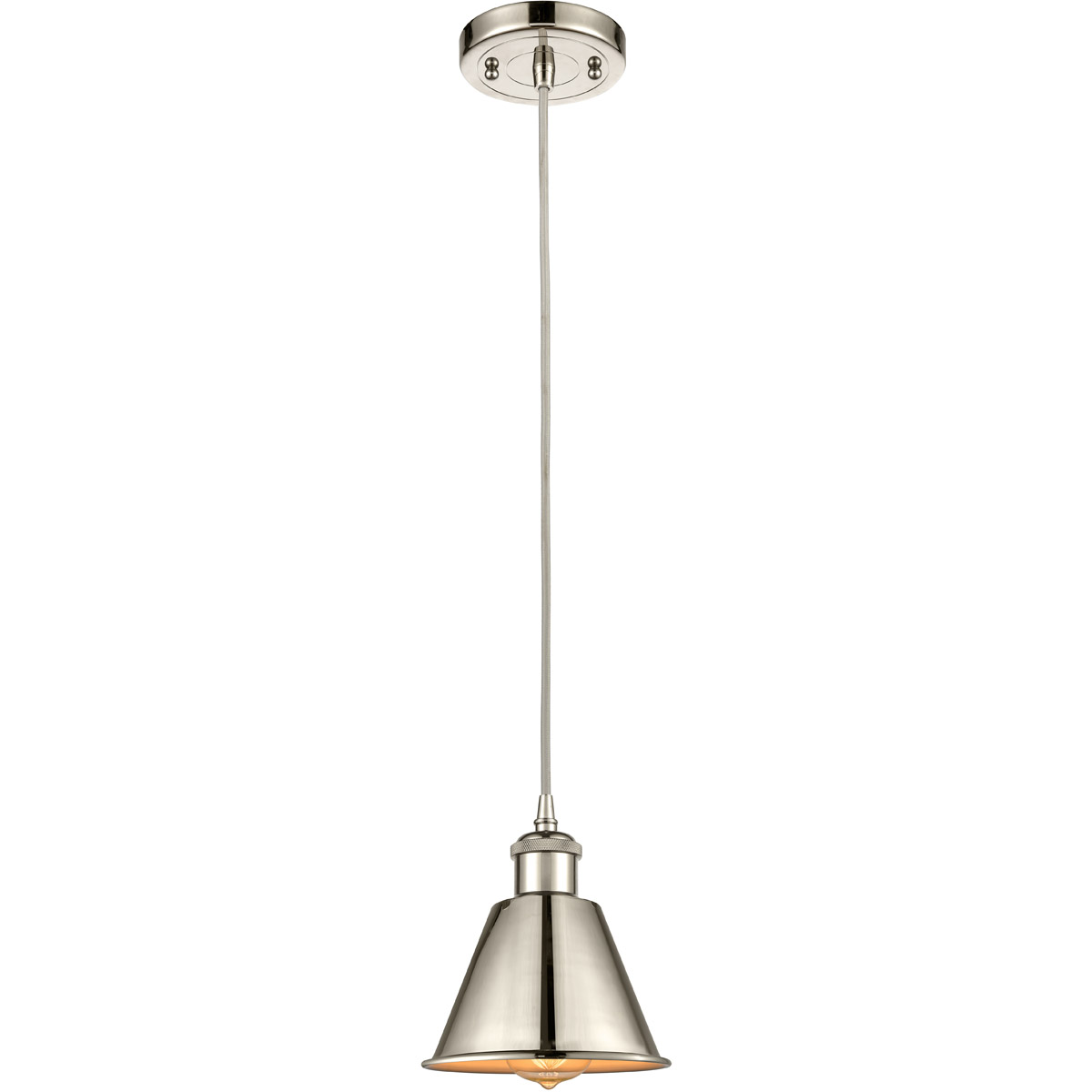 Innovations Lighting 516-1P-PN-M8-LED Ballston Smithfield LED 7 inch Polished Nickel Mini Pendant Ceiling Light, Ballston
