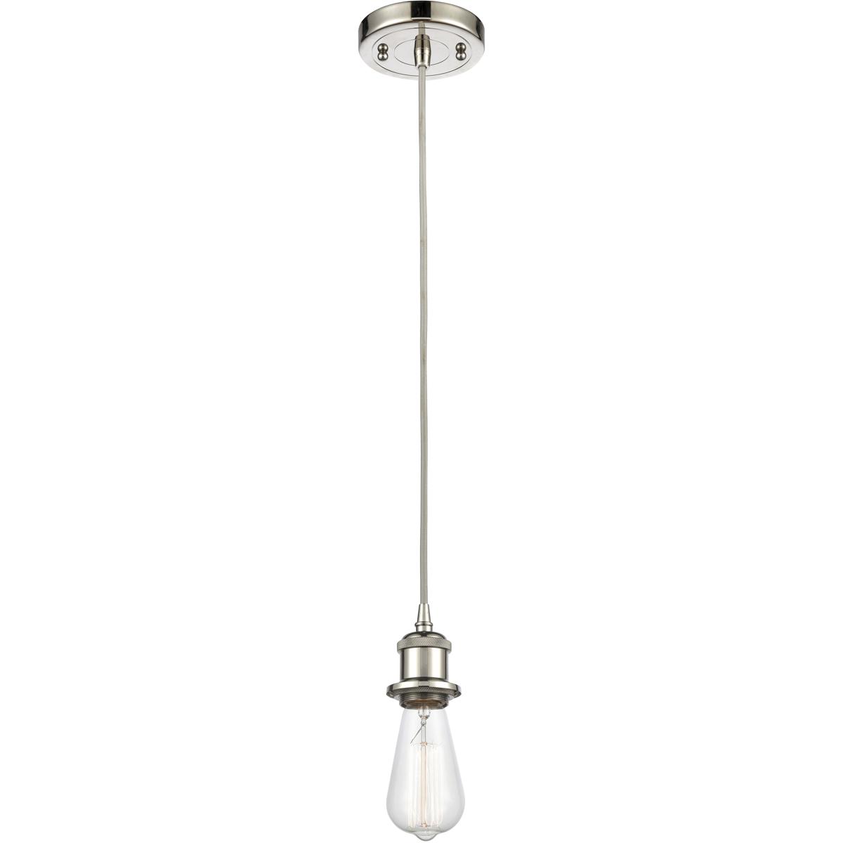 Innovations Lighting 516-1P-PN-LED Ballston Bare Bulb LED 4.5 inch Polished Nickel Mini Pendant Ceiling Light in Silver, Ballston