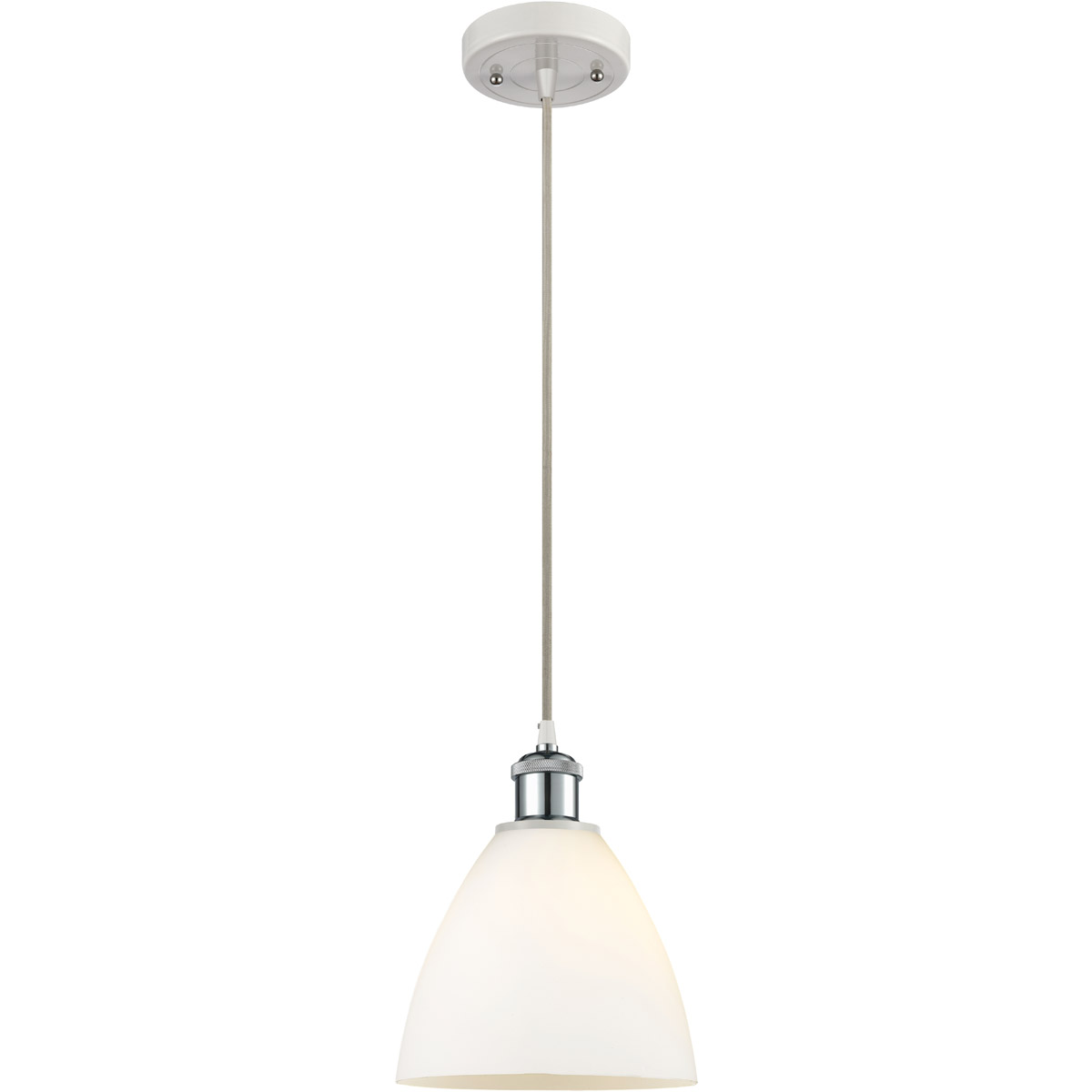 Innovations Lighting 516-1P-WPC-GBD-751 Ballston Dome 1 Light 8 inch White and Polished Chrome Mini Pendant Ceiling Light in Matte White Glass
