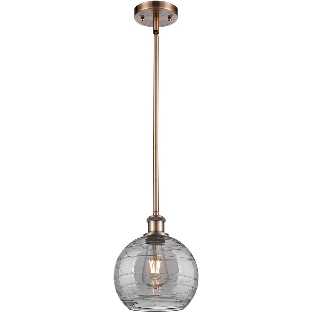 Innovations Lighting 516-1S-AC-G1213-8SM Ballston Athens Deco Swirl 1 Light 8 inch Antique Copper Stem Hung Mini Pendant Ceiling Light