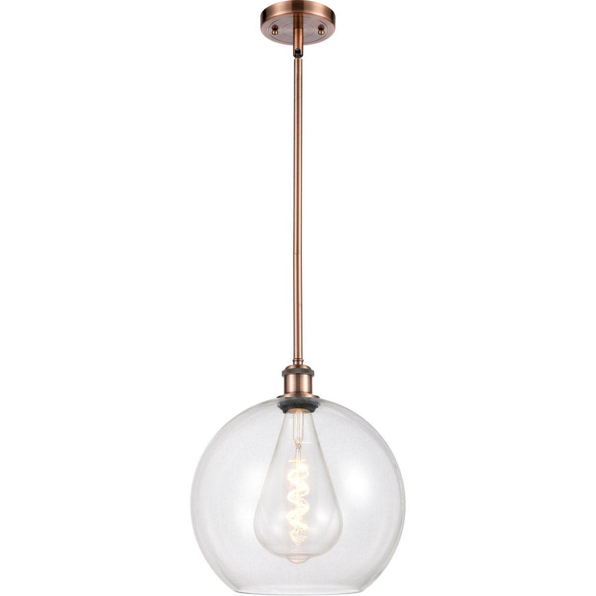 Innovations Lighting 516-1S-AC-G122-12 Ballston Athens 1 Light 12 inch Antique Copper Mini Pendant Ceiling Light in Clear Glass