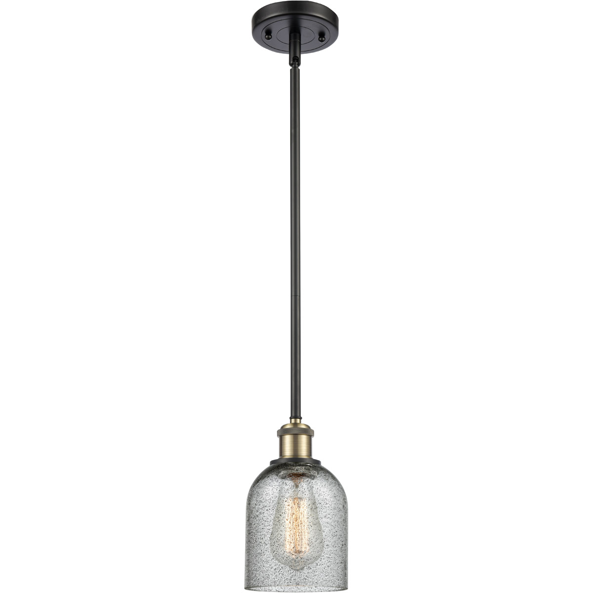 Innovations Lighting 516-1S-BAB-G257-LED Ballston Caledonia LED 5 inch Black Antique Brass Pendant Ceiling Light in Charcoal Glass, Ballston