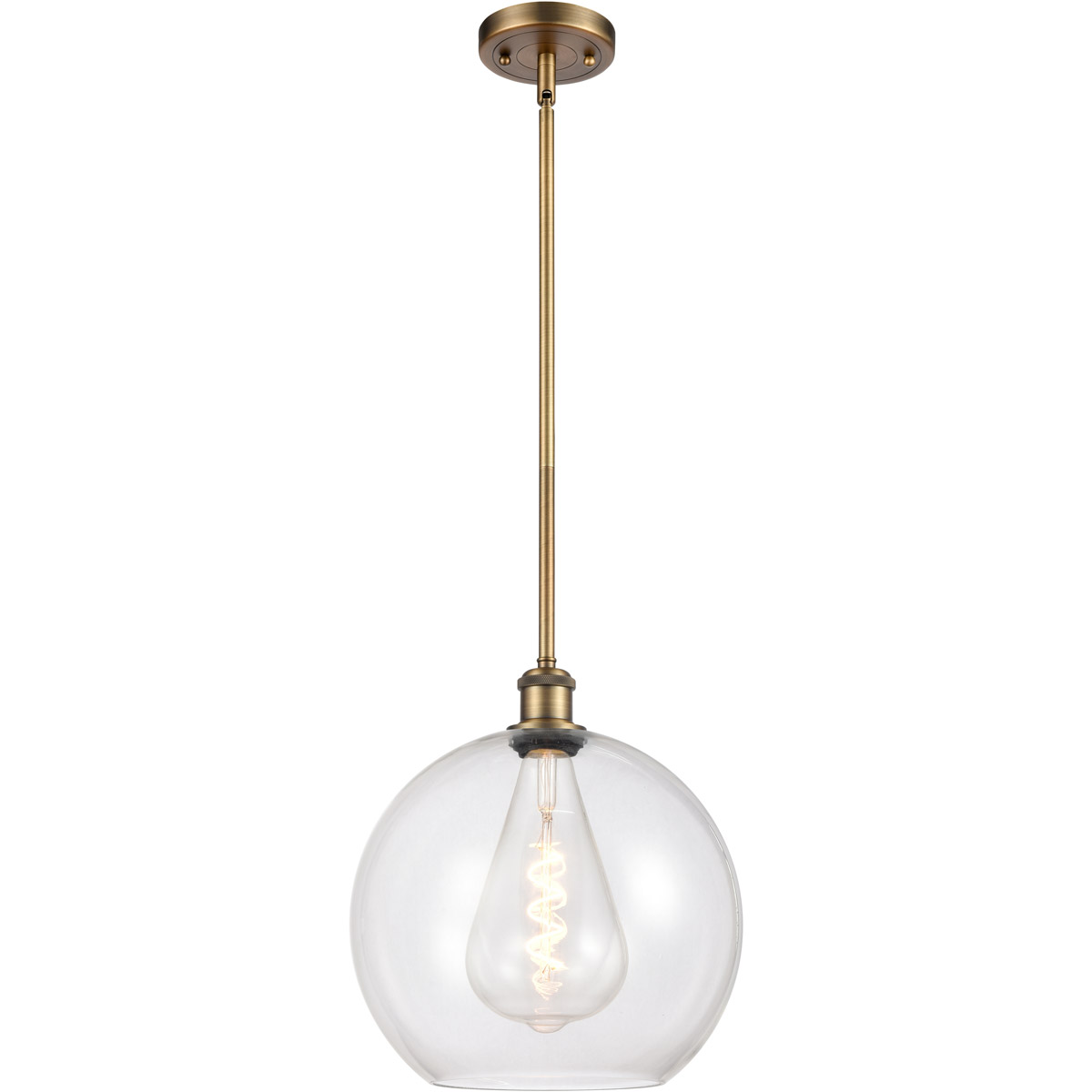 Innovations Lighting 516-1S-BB-G122-12 Ballston Athens 1 Light 12 inch Brushed Brass Mini Pendant Ceiling Light in Clear Glass