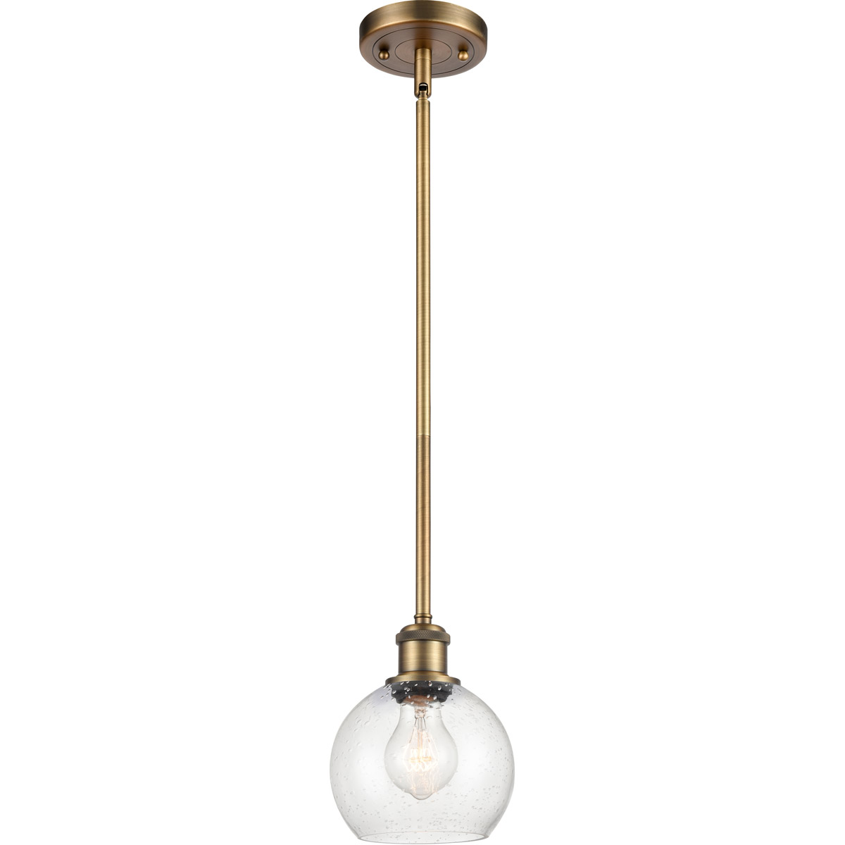 Innovations Lighting 516-1S-BB-G124-6-LED Ballston Athens LED 6 inch Brushed Brass Mini Pendant Ceiling Light in Seedy Glass
