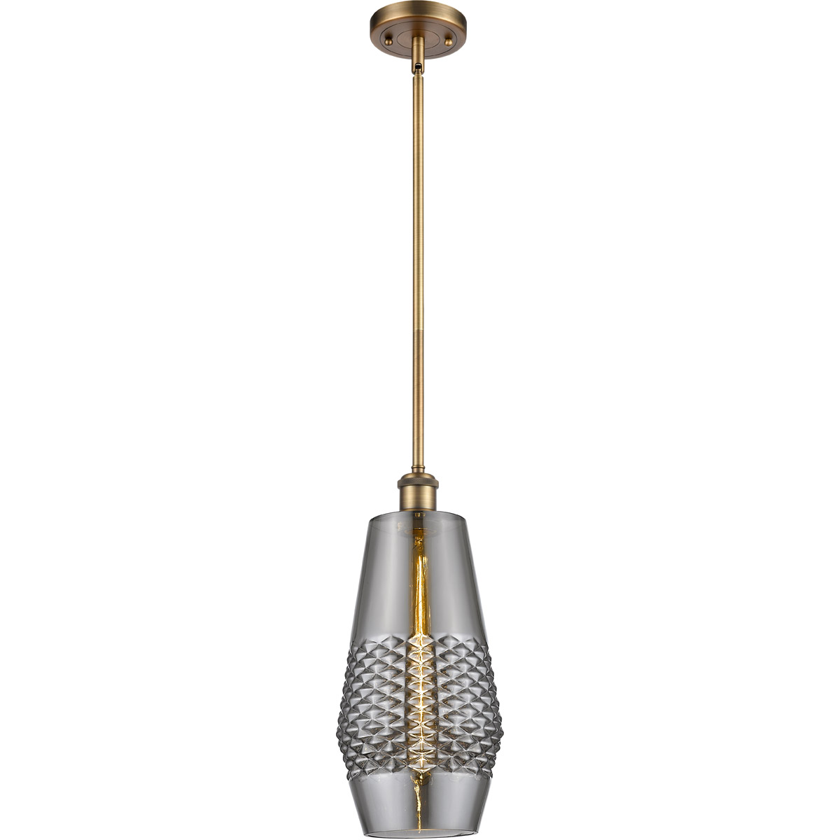 Innovations Lighting 516-1S-BB-G683-7 Ballston Windham LED 7 inch Brushed Brass Mini Pendant Ceiling Light in Plated Smoke Glass