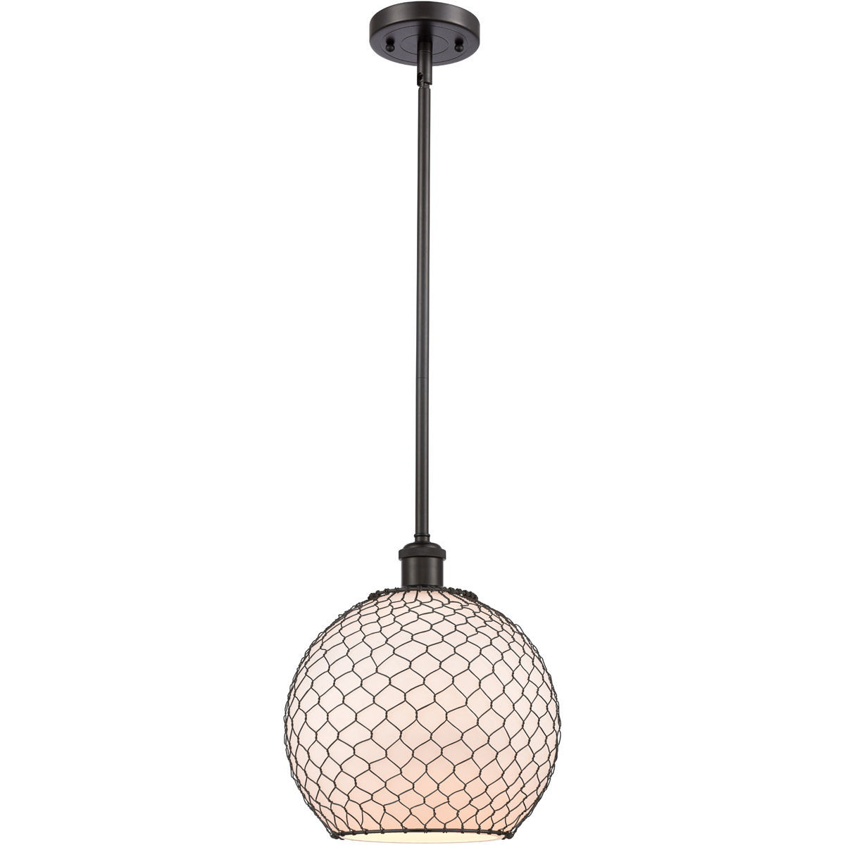 Innovations Lighting 516-1S-OB-G121-10CBK-LED Ballston Large Farmhouse Chicken Wire LED 10 inch Oil Rubbed Bronze Pendant Ceiling Light, Ballston