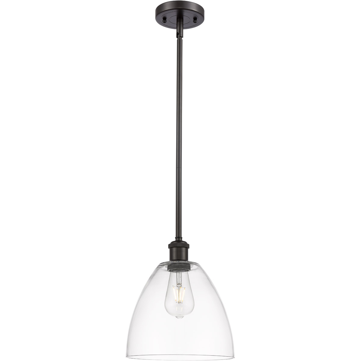 Innovations Lighting 516-1S-OB-GBD-92-LED Ballston Dome LED 9 inch Oil Rubbed Bronze Mini Pendant Ceiling Light in Clear Glass