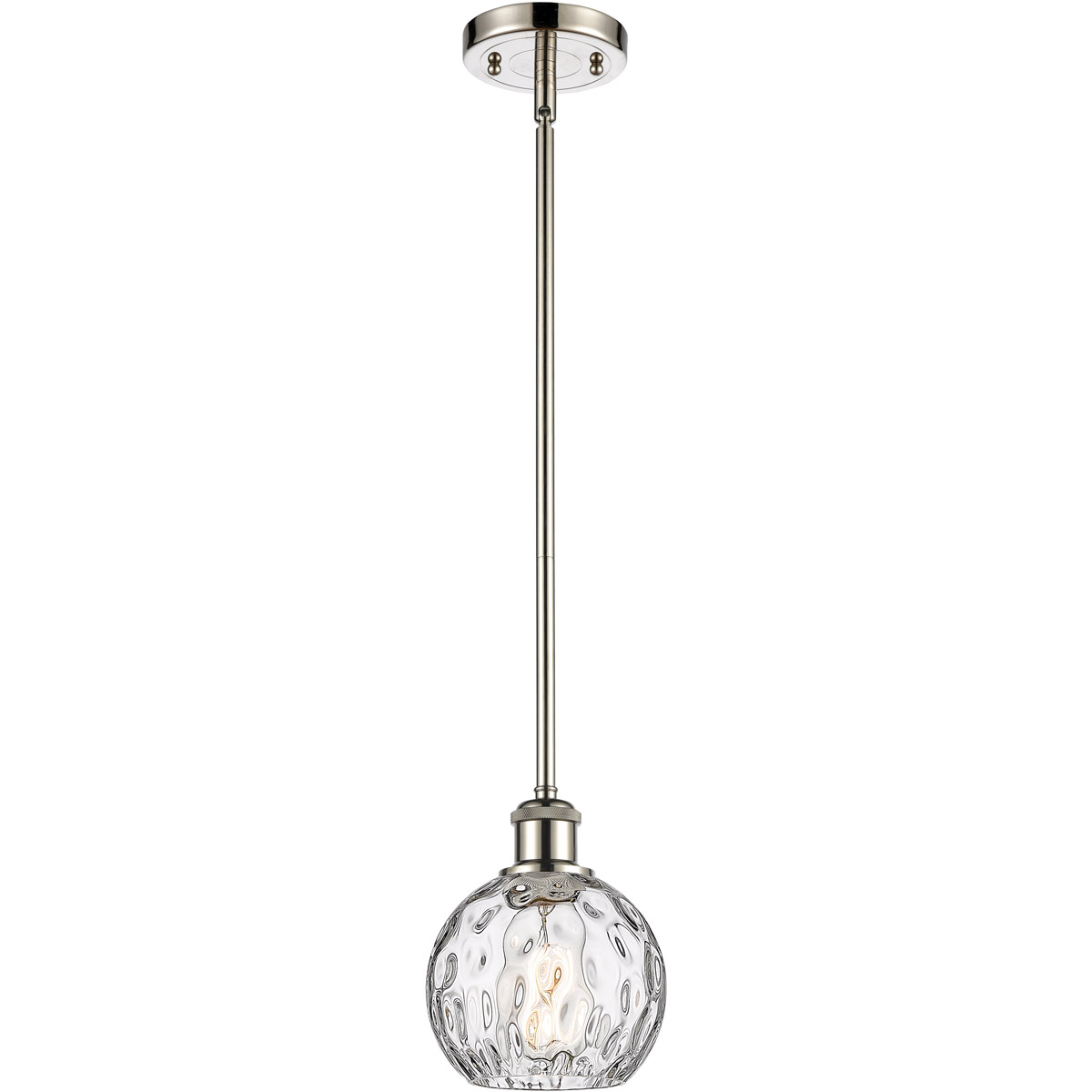 Innovations Lighting 516-1S-PN-G1215-6-LED Ballston Athens Water Glass LED 6 inch Polished Nickel Mini Pendant Ceiling Light