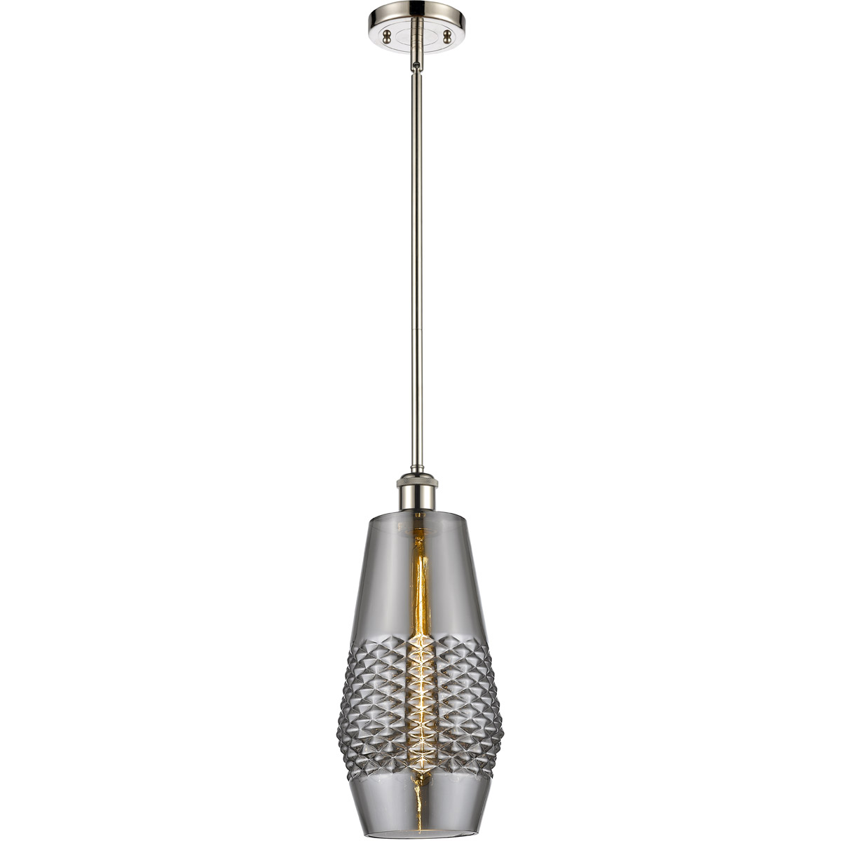 Innovations Lighting 516-1S-PN-G683-7-LED Ballston Windham LED 7 inch Polished Nickel Mini Pendant Ceiling Light in Plated Smoke Glass