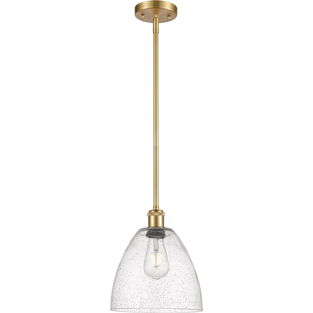 Innovations Lighting 516-1S-SG-GBD-94-LED Ballston Dome LED 9 inch Satin Gold Mini Pendant Ceiling Light in Seedy Glass