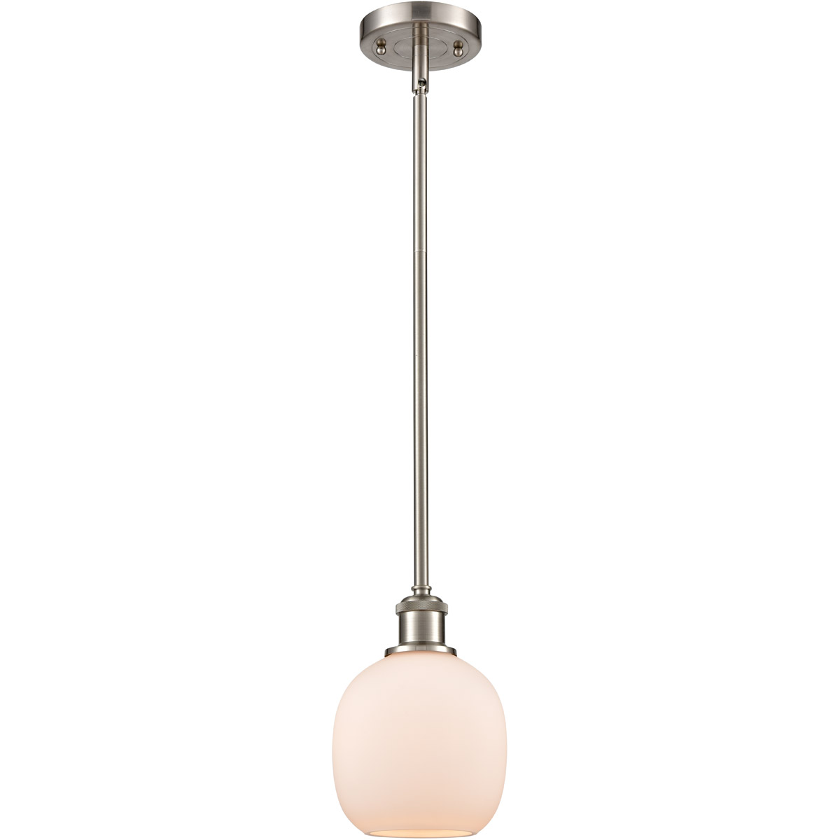 Innovations Lighting 516-1S-SN-G101-LED Ballston Belfast LED 6 inch Brushed Satin Nickel Pendant Ceiling Light in Matte White Glass, Ballston