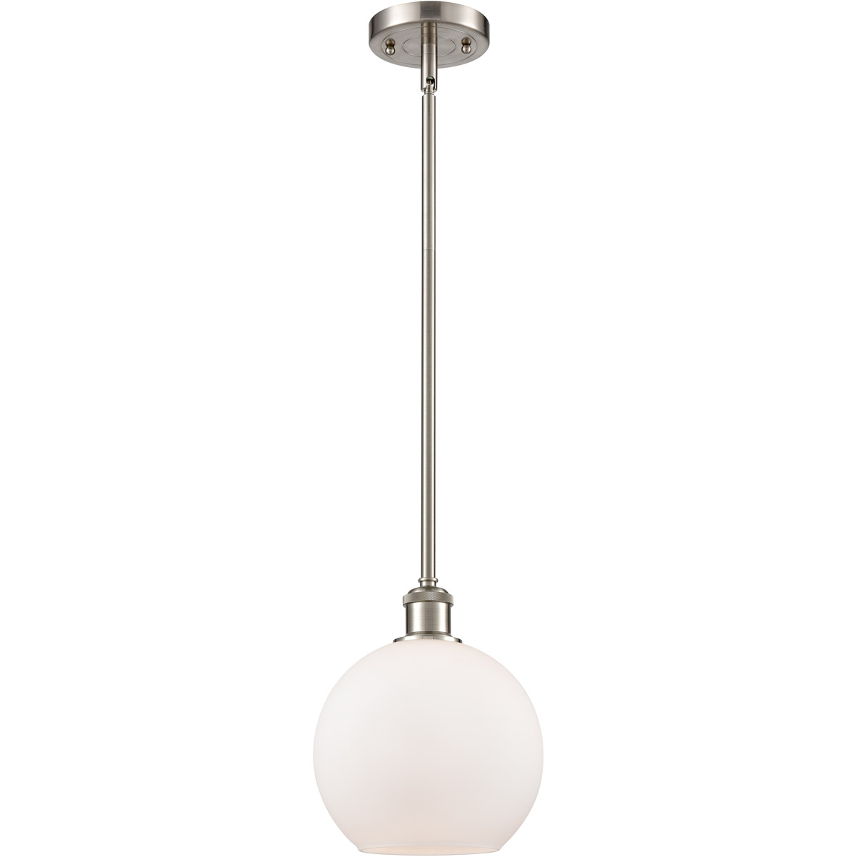 Innovations Lighting 516-1S-SN-G121 Ballston Athens 1 Light 8 inch Brushed Satin Nickel Pendant Ceiling Light in Matte White Glass, Ballston