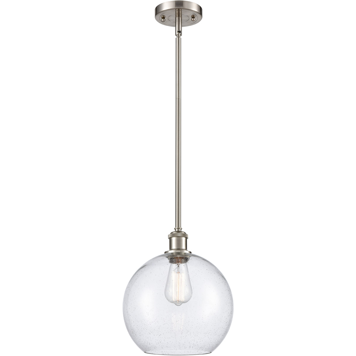Innovations Lighting 516-1S-SN-G124-10-LED Ballston Large Athens LED 10 inch Brushed Satin Nickel Pendant Ceiling Light in Seedy Glass, Ballston