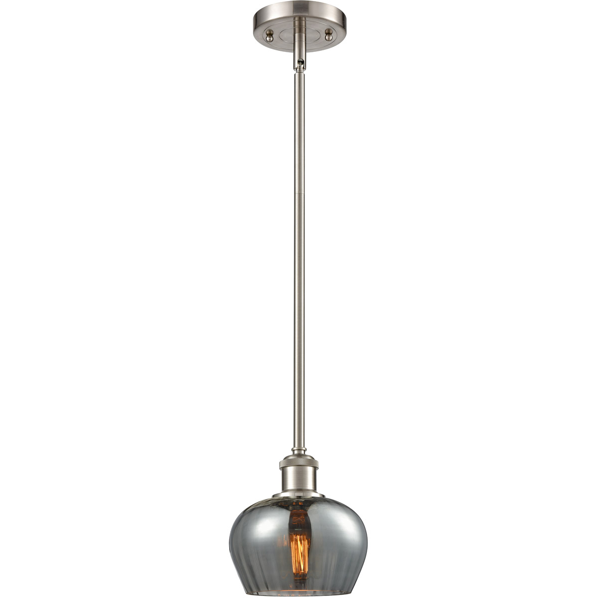 Innovations Lighting 516-1S-SN-G93 Ballston Fenton 1 Light 7 inch Brushed Satin Nickel Pendant Ceiling Light in Plated Smoke Glass, Ballston