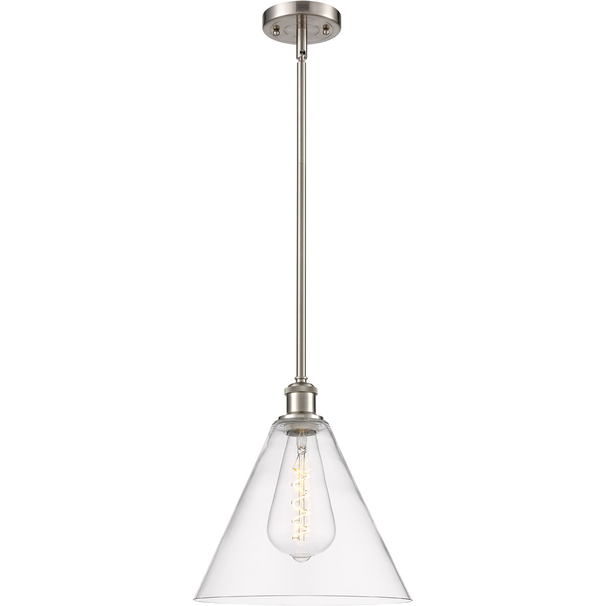 Innovations Lighting 516-1S-SN-GBC-122 Ballston Cone 1 Light 12 inch Brushed Satin Nickel Mini Pendant Ceiling Light in Clear Glass