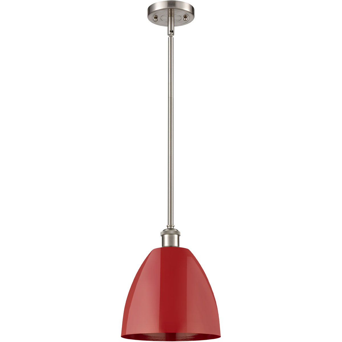 Innovations Lighting 516-1S-SN-MBD-9-RD-LED Ballston Plymouth Dome LED 9 inch Brushed Satin Nickel Pendant Ceiling Light in Matte Red