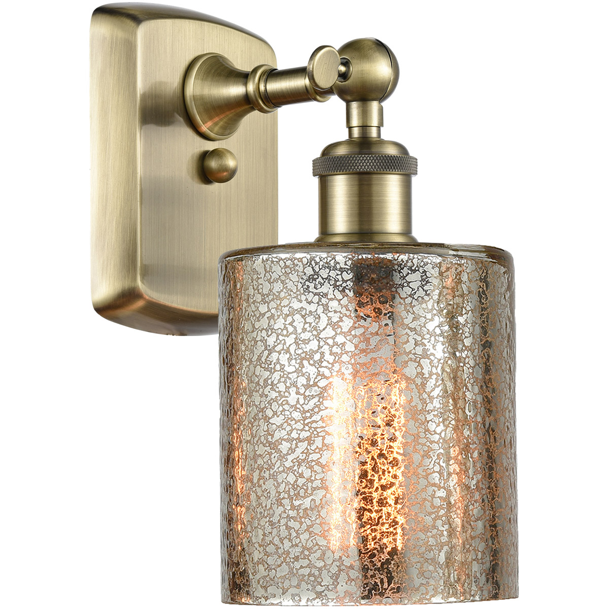 Innovations Lighting 516-1W-AB-G116-LED Ballston Cobbleskill LED 5 inch Antique Brass Sconce Wall Light in Mercury Glass, Ballston