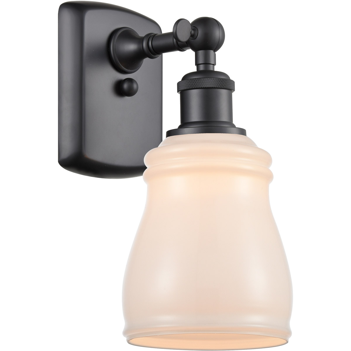 Innovations Lighting 516-1W-BK-G391-LED Ballston Ellery LED 5 inch Matte Black Sconce Wall Light in White Glass, Ballston